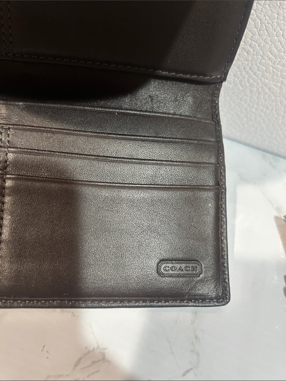 Coach Signature Canvas Trifold Wallet in Brown and Tan - Picture 5 of 8